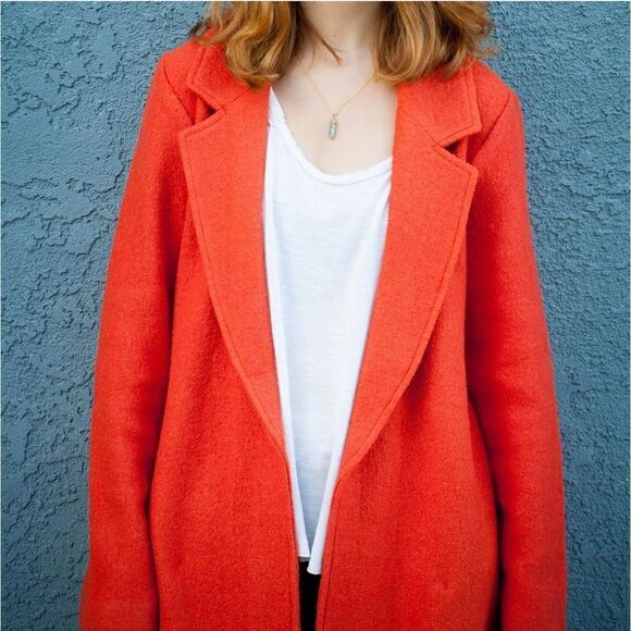NEW Rachel Zoe Wool Blend Orange Blazer Jacket Coat Women’s Medium - Picture 1 of 5